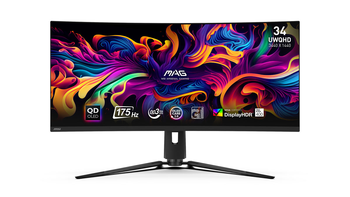 MSI MAG 341CQP QD-OLED computer monitor 86.4 cm (34&quot;) 3440 x 1440 pixels UltraWide Quad HD QDOLED Black