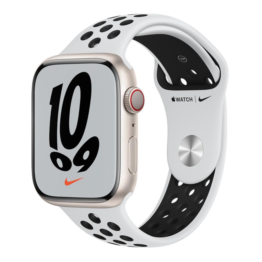 Apple Watch Series 7 GPS + Cellular Nike 45mm Starlight Alum Case Pure Plat/Black Nike Sport Band