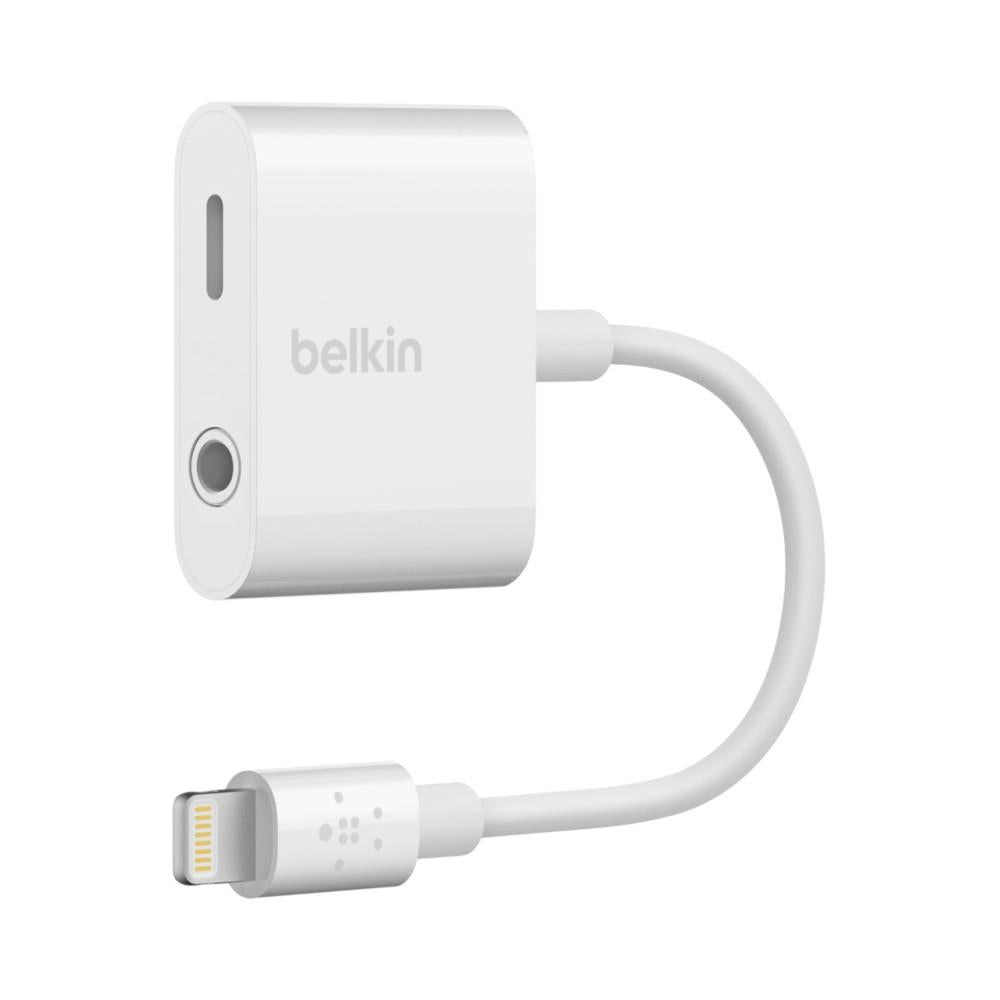 Belkin 3.5mm RockStar Lightning Charger and AUX Port 4" - White