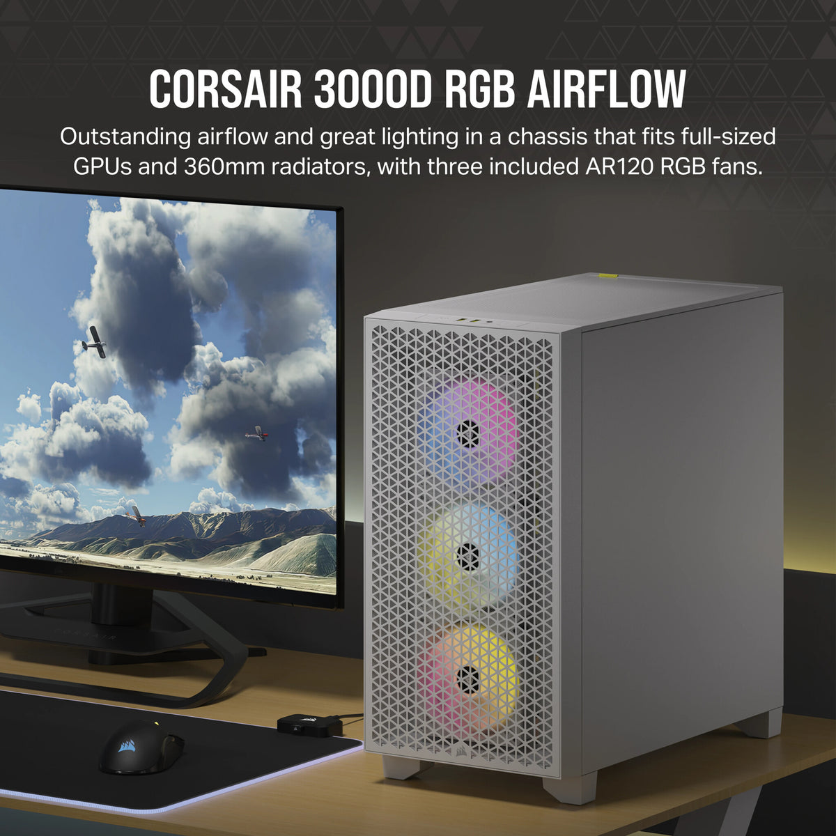 Corsair 3000D RGB AIRFLOW - ATX Mid Tower Case in White