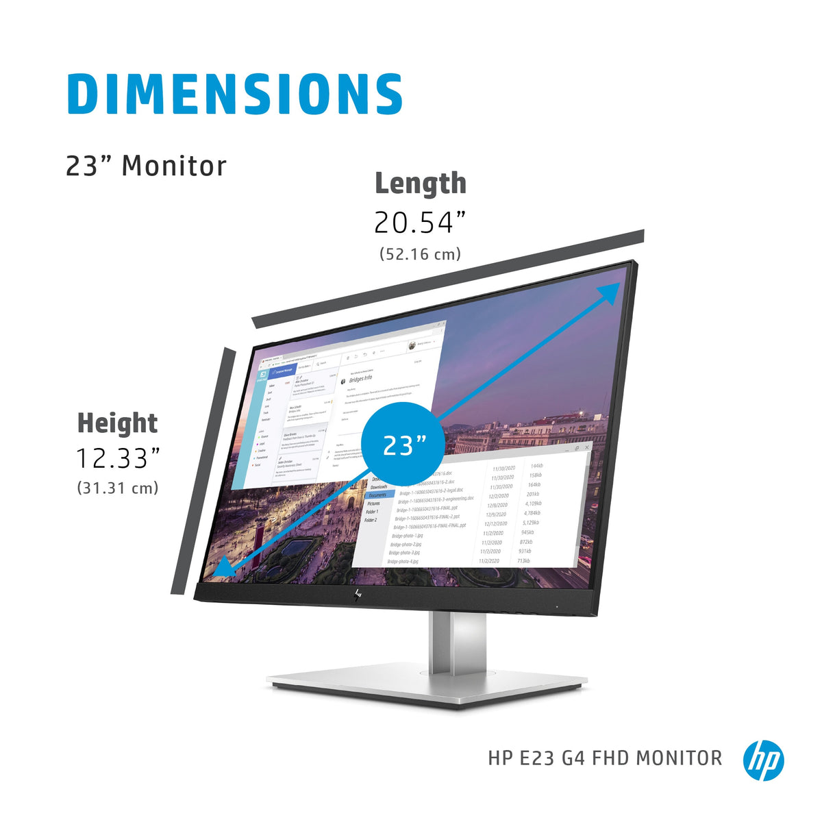 HP E-Series E23 G4 computer monitor 58.4 cm (23") 1920 x 1080 pixels Full HD LCD Black, Silver