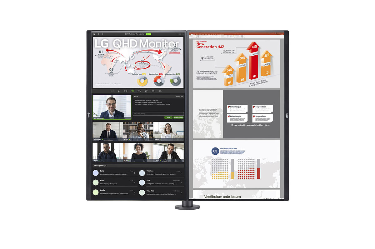 LG 27QP88DP-BS Computer Monitor Ergo Dual with Daisy Chain 68.6 cm (27") 2560 x 1440 pixels Quad HD LED Black