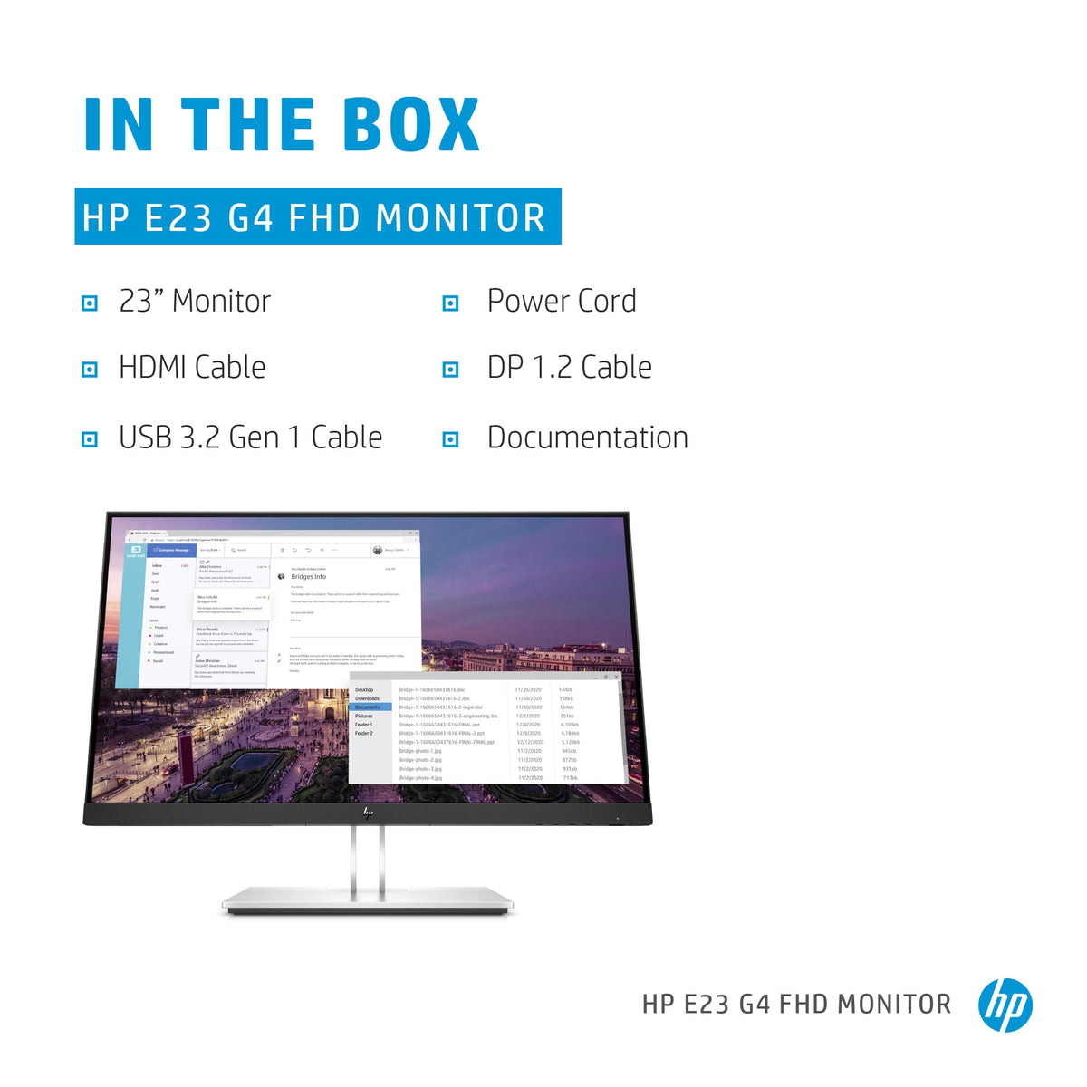 HP E-Series E23 G4 computer monitor 58.4 cm (23") 1920 x 1080 pixels Full HD LCD Black, Silver