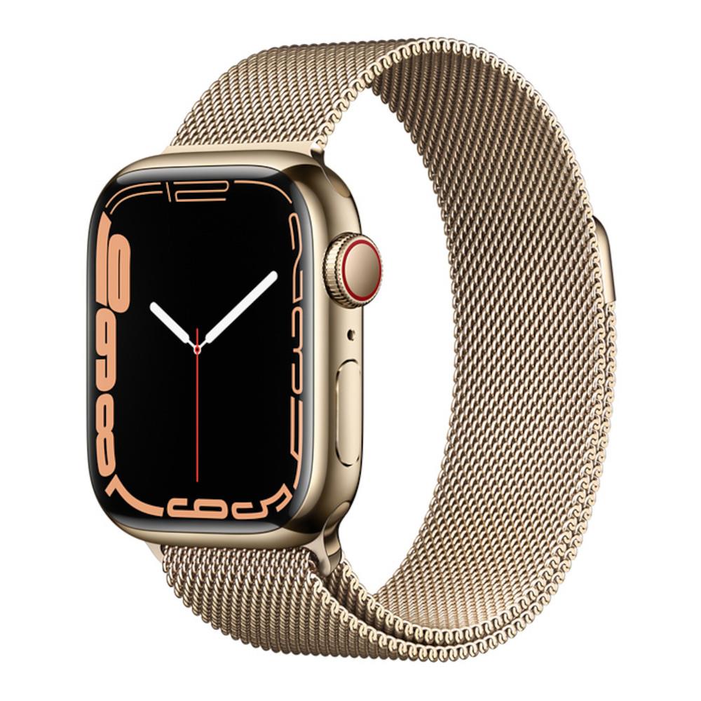 Apple Watch Series 7 GPS + Cellular 41mm Gold Stainless Steel Case with Gold Milanese Loop