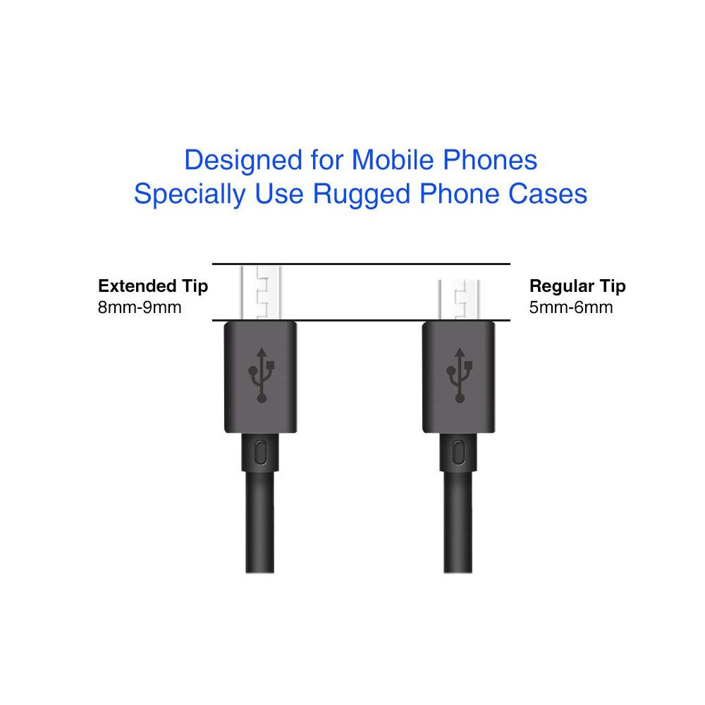 Micro USB Sync and Charge Cable - Extended Tip for Rugged Devices