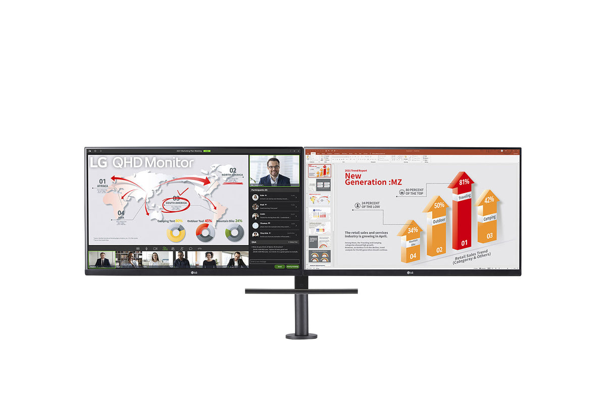 LG 27QP88DP-BS Computer Monitor Ergo Dual with Daisy Chain 68.6 cm (27") 2560 x 1440 pixels Quad HD LED Black
