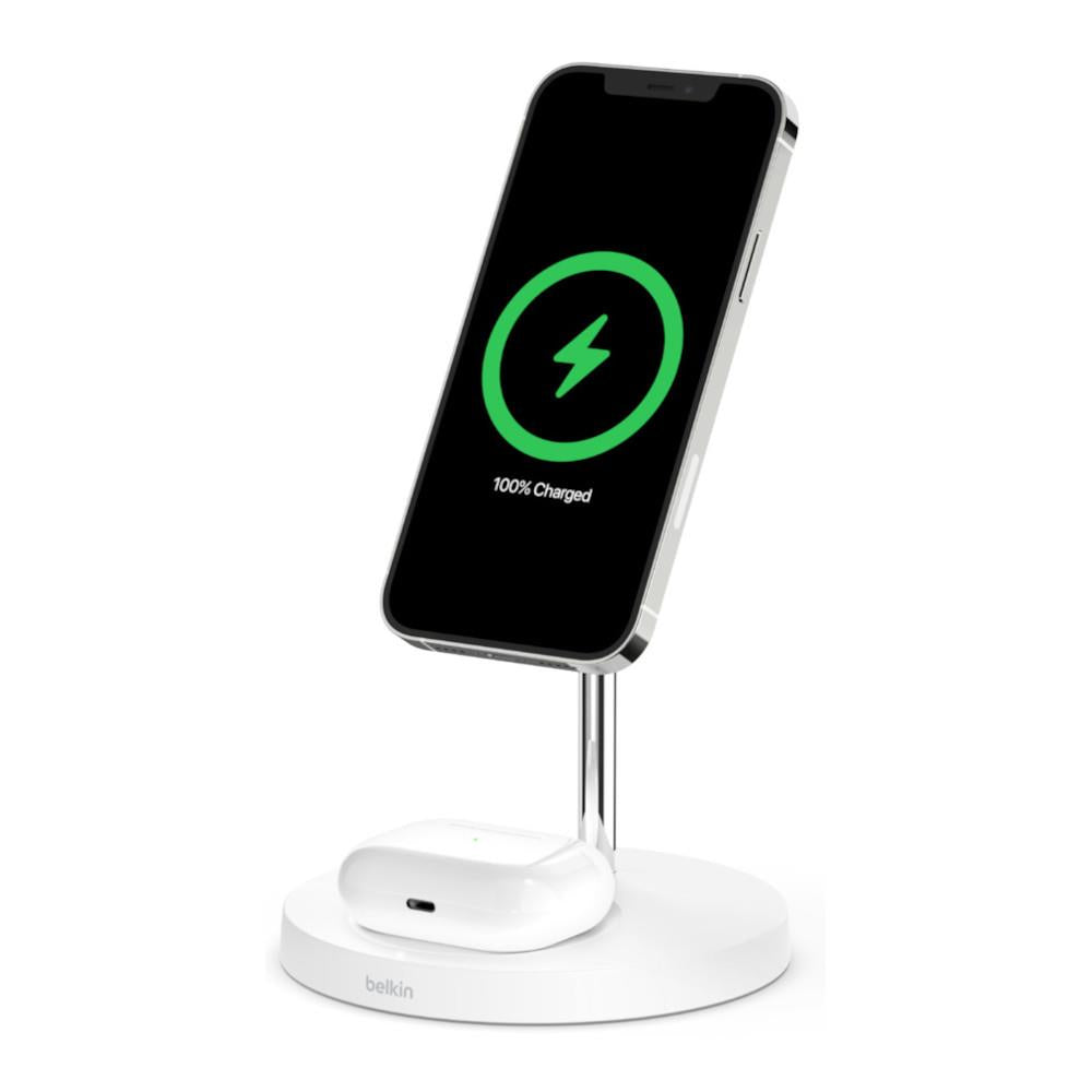 Belkin BOOSTCHARGE PRO 2-in-1 Wireless Charging Stand with MagSafe - White